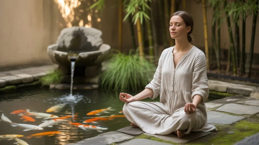 A women doing Meditation