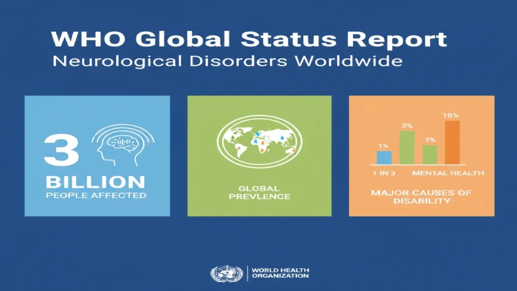 WHO Global Status Report on Neurology 2025 showing over 3 billion people affected by neurological conditions worldwide