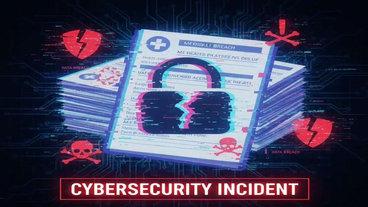 documents with a lock with a banner displaying 'Cybersecurity Incident'